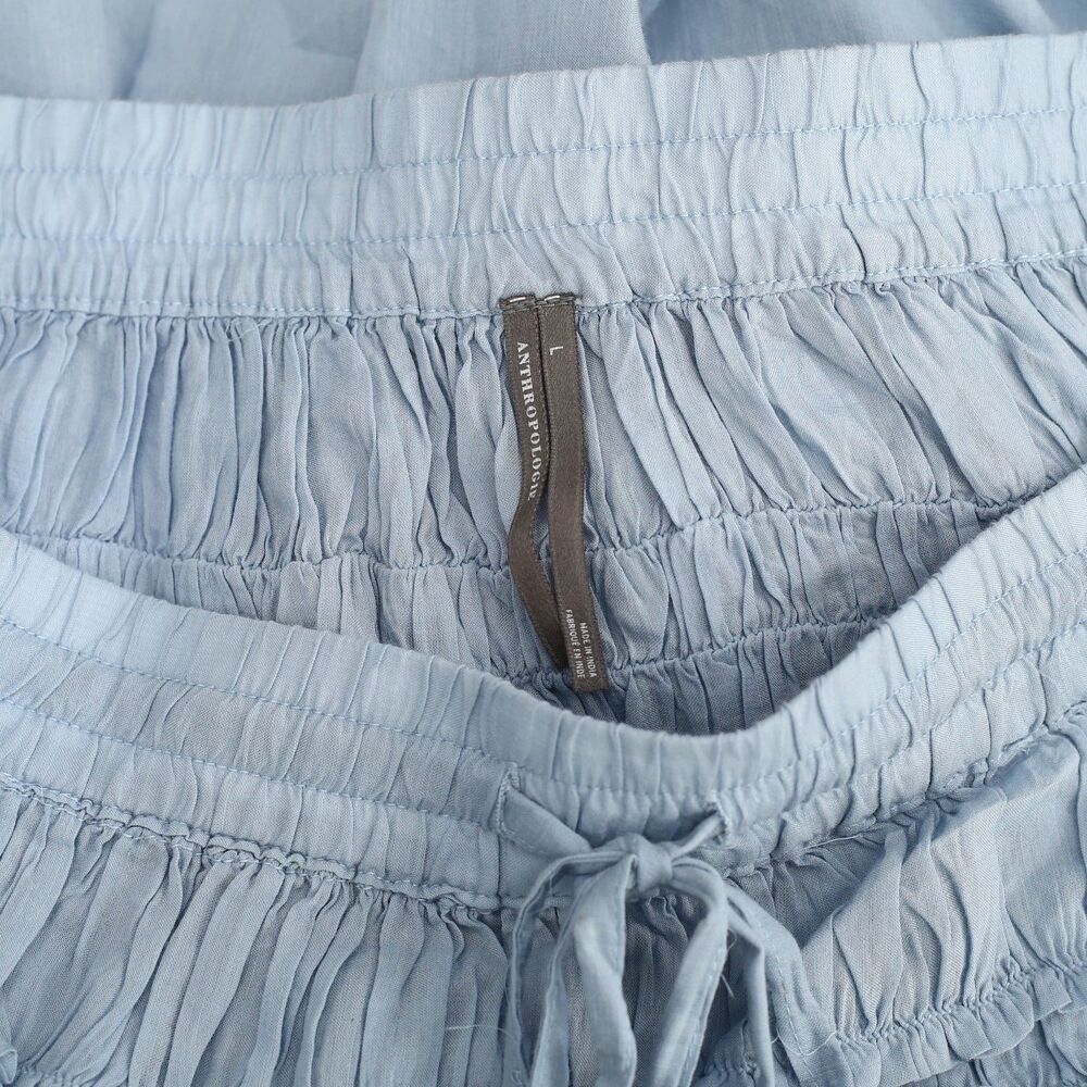 By Anthropologie Smocked Drawstring Midi Skirt Ruffle Tiered Pull-On L 291635 - Picture 8 of 8